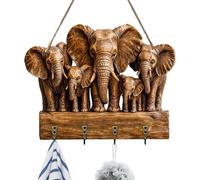 Key Holder Wall Mount - Wooden Space Saving Organizer Rack, Efficiient Cute Elephant Hook Hanger Storage Solution, Entryway Accessory | for Towel Coat Jacket Hat Bag Umbrella Apartment Bathroom