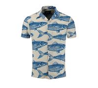 Key Largo Chemise 'Sardines' beige clair / bleu outremer, Taille L