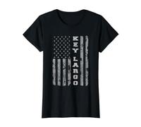 Key Largo, Floride, Drapeau américain T-Shirt Graphique avec Valeur, Femme, Noir, XL