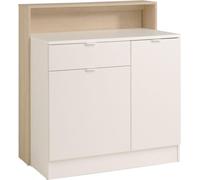 KEY - Meuble multifonctions - Module cuisine 2 portes 1 tiroir / Bar / Travail - 103,5 x 59 x 115 cm - Chene / Blanc - PARISOT