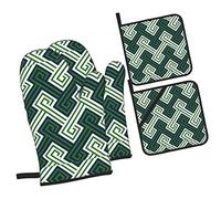 Key Preppy Ensembles de maniques et Gants de Four Vert Marine, Gants de Cuisine de Noël résistants à la Chaleur et antidérapants pour la Cuisson, la Cuisson, Le Barbecue