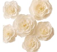 KEY SPRING Lot de 6 décorations murales géantes en papier crépon pour mur, toile de fond de mariage, décoration murale de chambre d'enfant, fête prénuptiale, fête d'anniversaire (beige, pas de montage