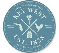 Key West Est. Date Metal Sign Let The Sea Set You Free Beach