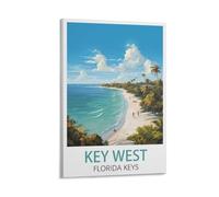 Key West Florida Keys - Poster vintage sur toile pour décoration d'intérieur, salle de bain, chambre à coucher, bureau, salon (30 x 45 cm)