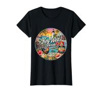 Key West, Floride, Floride Keys, Duval St. Conque Shell T-Shirt Graphique avec Valeur, Femme, Noir, XL
