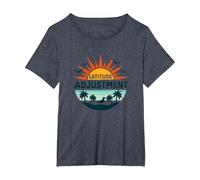 Key West Latitude Ajustement Tropical Paradise Getaway T-Shirt, Femme Grandes Tailles, Bleu Chiné, 2X
