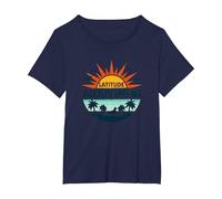 Key West Latitude Ajustement Tropical Paradise Getaway T-Shirt, Femme Grandes Tailles, Bleu Marine, 4X