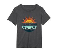 Key West Latitude Ajustement Tropical Paradise Getaway T-Shirt, Femme Grandes Tailles, Chiné Foncé, 4X