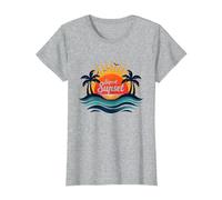 Key West Sunset Capital, Paradis Tropical pour Les Amoureux de la Plage T-Shirt, Femme, Gris Chiné, XXL