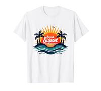 Key West Sunset Capital, Paradis Tropical pour Les Amoureux de la Plage T-Shirt, Homme, Blanc, XL