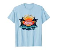 Key West Sunset Capital, Paradis Tropical pour Les Amoureux de la Plage T-Shirt, Homme, Bleu Céleste, M