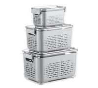 Keyacht Boîte Rangement Frigo Lot De 3 Boîtes Conservation de Fruits et Légumes 9L+5L+1,8L Organisateur de Réfrigérateur Récipient Bac Conservation Salade Légume Fruit