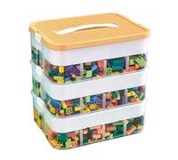 Keyacht Boite Rangement pour Lego Boîte de rangement pour enfant avec couvercle Boîte de rangement empilable (Trois Couches Orange)