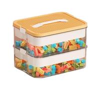 Keyacht Boite Rangement pour Lego Boîte de rangement pour enfant avec couvercle Boîte de rangement empilable (Double Couche Orange)