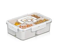 Keyacht Snack Box Plateau de Service Divisé Avec Couvercle Boîte de Rangement de Collation Plateaux à Compartiments avec Couvercles pour Bonbons Fruits Noix