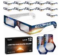 Keyaluo Lunettes eclipse solaire,approuvées AAS 2026, lot de 12 lunettes pour eclipse solaire pour une observation directe du soleil - Certifiées ISO 12312-2:2015(E) & CE