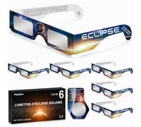 Keyaluo Lunettes eclipse solaire,approuvées AAS 2026, lot de 6 lunettes pour eclipse solaire pour une observation directe du soleil - Certifiées ISO 12312-2:2015(E) & CE