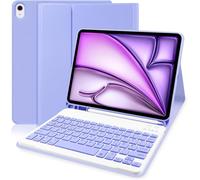 Keyboard Case Cover for Pad Air 6th 11 inch 2024 Keyboard with Pen Holder, Removable Wireless Bluetooth Keyboard (German QWERTZ), Purple