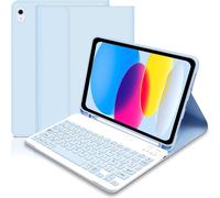Keyboard Case for iPad 10/11th Generation (10.9 Inch 2022/11 Inch 2025 A16), French AZERTY Magnetic Bluetooth Wireless Keyboard Case Cover with Pen Holder for iPad 10th/11th, Blue