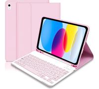 Keyboard Case for iPad 10/11th Generation (10.9 Inch 2022/11 Inch 2025 A16), French AZERTY Magnetic Bluetooth Wireless Keyboard Case Cover with Pen Holder for iPad 10th / 11th Generation Pink