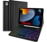 Keyboard Case For Ipad 10.2 Inch 2021/2020/2019(9th/8th/7th Generation) Azerty French Backlit Detachable Keyboard With Smart Folio Cover For Ipad Pro 10.5 2017, Ipad Air 3 Black