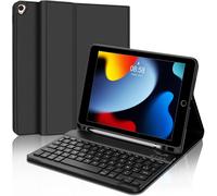 Keyboard Case for iPad 10.2 Inch, iPad 9th/8th/7th Generation 2021/2020/2019, AZERTY French Wireless Keyboard Cover with Pen Holder for iPad 9th/8th/7th Generation, Black