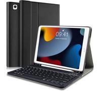 Keyboard Case for iPad 10.2 inch iPad 9th Generation with Keyboard 2021, Protective Case with Pencil Stand, iPad Air 3, iPad Pro 10.5 Black