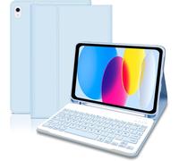 Keyboard Case for iPad 11/10 Generation (2025/2022, 11/10.9 inch) Detachable Magnetic Protective Cover with Pen Holder for iPad 11th/10th Generation, QWERTZ Keyboard, Sky Blue
