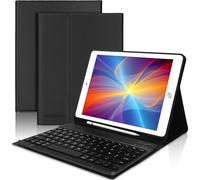 Keyboard Case for iPad 9.7 Inch, iPad 6th/5th Generation-2018/2017, Air 2/1, Pro 9.7, Removable AZERTY French Bluetooth Keyboard Cover with Pen Slot (Black)