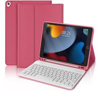 Keyboard Case for iPad 9th/8th/7th Generation 2021/2020/2019 10.2""/iPad Air 3 10.5"" 2019/iPad Pro 10.5, AZERTY French Magnetic Removable Bluetooth Keyboard Case with Pencil Holder, Pink