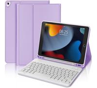 Keyboard Case for iPad 9th/8th/7th Generation 2021/2020/2019 10.2""/iPad Air 3 10.5"" 2019/iPad Pro 10.5, AZERTY French Magnetic Removable Bluetooth Keyboard Case with Pencil Holder, Purple