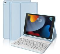 Keyboard Case for iPad 9th/8th/7th Generation 2021/2020/2019 10.2""/iPad Air 3 10.5"" 2019/iPad Pro 10.5, AZERTY French Magnetic Removable Bluetooth Keyboard Case with Pencil Holder, Sky Blue