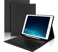 Keyboard Case for iPad 9th/8th/7th Generation 2021/2020/2019/Air 3 2019/Pro 10.5 2017, AZERTY Detachable Bluetooth Keyboard with Pen Holder for iPad 10.2/10.5, Black