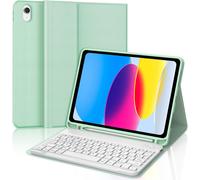 Keyboard Case for iPad A16 11th Generation/10th Generation 10.9 Inch (2025/2022) ¿ AZERTY French Detachable Wireless Bluetooth Keyboard for iPad 10, Flesh Green