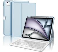 Keyboard Case for iPad Air 13 Inch (M3 2025/M2 2024) ¿ AZERTY French Detachable Wireless Bluetooth Keyboard, iPad Air 13 Inch Case with Pen Slot, Light Blue