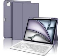 Keyboard Case for iPad Air 13 Inch (M3 2025/M2 2024) ¿ AZERTY French Detachable Wireless Bluetooth Keyboard, iPad Air 13 Inch Case with Pen Slot, Lavender