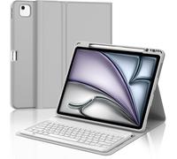 Keyboard Case for iPad Air 13 Inch M3/M2 2025/2024, iPad Air 13 Keyboard, French AZERTY Magnetic Detachable Bluetooth Keyboard, Light Grey