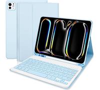 Keyboard Case for iPad Pro 11, iPad Pro 11 Inch M4 2024, Compatible with Model A2836/A2837/A3006, Protective Case with Pencil Holder, Detachable Wireless Keyboard for iPad Blue