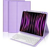Keyboard Case for iPad Pro 12.9 6th/5th/4th/3rd Gen, AZERTY French Wireless Bluetooth Magnetic Keyboard for iPad Pro 12.9 2018/2020/2021/2022, Light Purple