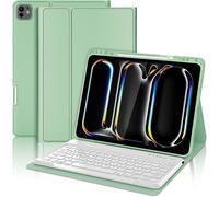 Keyboard Case for iPad Pro 13 Inch (M4) 2024 ¿ AZERTY French Keyboard, iPad Pro 13 Inch Case with Pen Slot, Detachable Wireless Bluetooth Keyboard, Light Green