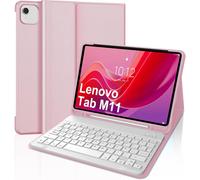 Keyboard Case for Lenovo Tab M11 11 inch 2024, Keyboard for Lenovo Tab M11 Tablet, 7 Colors Magnetic Illumination, Removable with QWERTZ Layout (Pink)