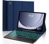 Keyboard Case for Samsung Galaxy Tab A9 Plus 11 inch, Italian QWERTY 7 Colors Backlit Italian Removable Keyboard with Trackpad for Samsung Tab A9 Plus 11 Inch, Navy Blue