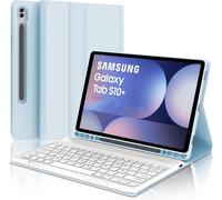 Keyboard Case For Samsung Galaxy Tab S10+ 12.4 Inch 2024 ¿ French Azerty Magnetic Detachable Bluetooth Keyboard For Samsung Tab S10+ 12.4 Inches, Sky Blue