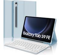 Keyboard Case For Samsung Galaxy Tab S10 Fe 2025/S9 Fe 10.9 Inches ¿ Azerty French Detachable Wireless Bluetooth Keyboard Case For Samsung Galaxy Tab S9 11-Inch, Light Blue