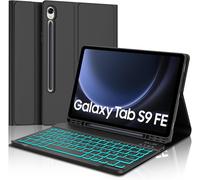 Keyboard Case for Samsung Galaxy Tab S10 FE 2025/S9 FE 10.9 Inches ¿ AZERTY French Keyboard Backlit 7 Colours Detachable Wireless Bluetooth for Galaxy Tab S9 11 Inch, Black