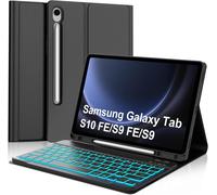 Keyboard Case for Samsung Galaxy Tab S9 FE/S10 FE 10.9 Inch/S9 11 Inches, French AZERTY Keyboard Cover with Bluetooth Backlight for Samsung Tab S10 FE/S9 FE 10.9 Inches/S9 11 Inches, Black