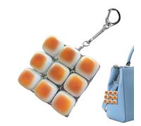 Keyboard Fidget Toy, Bread Design Light Up Keychain, 2x2 inch Device with Precision, Professional Grade Stress Solution, Playful Clicker with Glowing Style, Office Accessory for Home and Travel