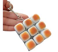 Keyboard Fidget Toy, Light Up Bread Keychain Fidget, Cute Stress Relief Clicker Toy, Mini Anti Stress Sensory Gadget, Portable Key Chain, 6cm/2.36in, for Adults Home Office