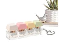 Keyboard Fidget Toys, 4 Pack Keyboard Fidget Toy, Silent Fidgeet Keychain with LED Lights, Keychain Stress Relief, Quiet Fidgets Toys for Adults, Boost Focus & Calm anxiiety At Work and Travel Ideal