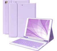 Keyboard for iPad 10.2 9th 2021/8th 2020/10.2 7th 2019/10.5/Air 3, Wireless Bluetooth French Keyboard Case for iPad Pro 10.5 Inch Case with Stylus Slot, Removable Keyboard Case for iPad (Purple)